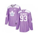 Youth Adidas Toronto Maple Leafs #93 Doug Gilmour Purple Authentic Fights Cancer Stitched NHL Jersey