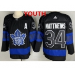 Youth Toronto Maple Leafs #34 Auston Matthews Black X Drew House Inside Out Stitched Jersey
