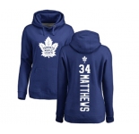 NHL Women Adidas Toronto Maple Leafs #34 Auston Matthews Royal Blue Backer Pullover Hoodie