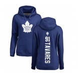 NHL Women Adidas Toronto Maple Leafs #91 John Tavares Royal Blue Backer Pullover Hoodie