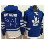 Toronto Maple Leafs #34 Auston Matthews Blue Name & Number Pullover NHL Hoodie
