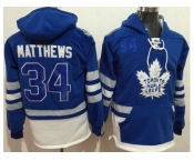 Toronto Maple Leafs #34 Auston Matthews Blue Name & Number Pullover NHL Hoodie
