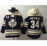 Toronto Maple Leafs #34 Auston Matthews Blue Sawyer Hooded Sweatshirt Stitched NHL Jersey