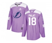 Men Adidas Tampa Bay Lightning #18 Ondrej Palat Purple Authentic Fights Cancer Stitched NHL Jersey