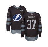 Men Adidas Tampa Bay Lightning #37 Yanni Gourde Black 1917-2017 100th Anniversary Stitched NHL Jersey