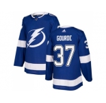 Men Adidas Tampa Bay Lightning #37 Yanni Gourde Blue Home Authentic Stitched NHL Jersey