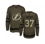 Men Adidas Tampa Bay Lightning #37 Yanni Gourde Green Salute to Service Stitched NHL Jersey