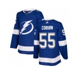 Men Adidas Tampa Bay Lightning #55 Braydon Coburn Blue Home Authentic Stitched NHL Jersey