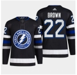 Men Tampa Bay Lightning #22 Logan Brown Black Alternate Premier Breakaway Stitched Jersey
