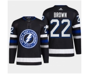 Men Tampa Bay Lightning #22 Logan Brown Black Alternate Premier Breakaway Stitched Jersey