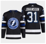 Men Tampa Bay Lightning #31 Jonas Johansson Black Alternate Premier Breakaway Stitched Jersey