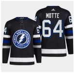 Men Tampa Bay Lightning #64 Tyler Motte Black Alternate Premier Breakaway Stitched Jersey