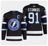 Men Tampa Bay Lightning #91 Steven Stamkos Black Alternate Premier Breakaway Stitched Jersey
