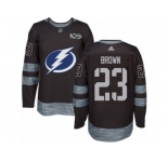 Men's Adidas Tampa Bay Lightning #23 J.T. Brown Authentic Black 1917-2017 100th Anniversary NHL Jersey