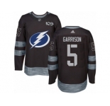 Men's Adidas Tampa Bay Lightning #5 Jason Garrison Authentic Black 1917-2017 100th Anniversary NHL Jersey