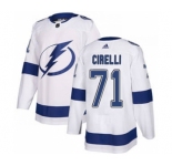 Men's Lightning #71 Anthony Cirelli White Road Authentic Stitched Hockey Jersey