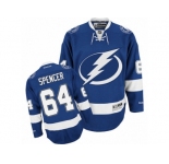 Men's Reebok Tampa Bay Lightning #64 Matthew Spencer Authentic Royal Blue Home NHL Jersey