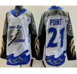 Men's Tampa Bay Lightning #21 Brayden Point White 2022 Reverse Retro Authentic Jersey