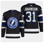 Men's Tampa Bay Lightning #31 Jonas Johansson Black 2024 Stadium Series Stitched Jersey