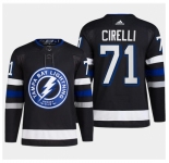 Men's Tampa Bay Lightning #71 Anthony Cirelli Black 2024 Stadium Series Stitched Jersey