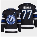 Men's Tampa Bay Lightning #77 Victor Hedman Black 2024 Stadium Series Stitched Jersey