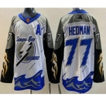 Men's Tampa Bay Lightning #77 Victor Hedman White 2022 Reverse Retro Authentic Jersey