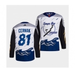 Men's Tampa Bay Lightning #81 Erik Cernak White 2022 Reverse Retro Stitched Jersey