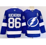 Men's Tampa Bay Lightning #86 Nikita Kucherov 2024-25 Blue Stitched Jersey