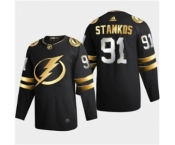 Men's Tampa Bay Lightning #91 Steve Stamkos Black Golden Edition Limited Stitched Hockey Jersey