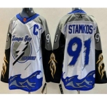 Men's Tampa Bay Lightning #91 Steven Stamkos White 2022 Reverse Retro Authentic Jersey