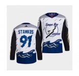 Men's Tampa Bay Lightning #91 Steven Stamkos White 2022 Reverse Retro Stitched Jersey