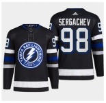 Men's Tampa Bay Lightning #98 Mikhail Sergachev Black 2024 Stadium Series Stitched Jersey