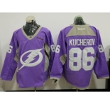 Tampa Bay Lightning #86 Nikita Kucherov Purple Fights Cancer Practice Stitched NHL Jersey