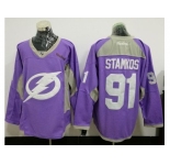 Tampa Bay Lightning #91 Steven Stamkos Purple Fights Cancer Practice Stitched NHL Jersey