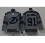 nhl jerseys tampa bay lightning #91 steven stamkos grey[charcoal cross check]