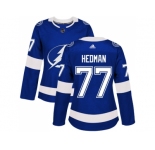 Women Adidas Tampa Bay Lightning #77 Victor Hedman Blue Home Authentic Stitched NHL Jersey