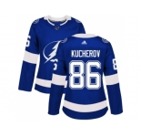 Women Adidas Tampa Bay Lightning #86 Nikita Kucherov Blue Home Authentic Stitched NHL Jersey