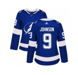 Women Adidas Tampa Bay Lightning #9 Tyler Johnson Blue Home Authentic Stitched NHL Jersey