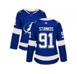 Women Adidas Tampa Bay Lightning #91 Steven Stamkos Blue Home Authentic Stitched NHL Jerse