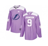 Youth Adidas Tampa Bay Lightning #9 Tyler Johnson Purple Authentic Fights Cancer Stitched NHL Jersey