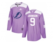 Youth Adidas Tampa Bay Lightning #9 Tyler Johnson Purple Authentic Fights Cancer Stitched NHL Jersey