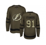 Youth Adidas Tampa Bay Lightning #91 Steven Stamkos Green Salute to Service Stitched NHL Jersey