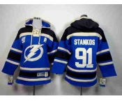 youth nhl jerseys tampa bay lightning #91 stamkos blue-black[pullover hooded sweatshirt][patch A]