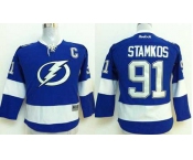 youth nhl jerseys tampa bay lightning #91 stamkos blue[2014 new stadium][patch C]