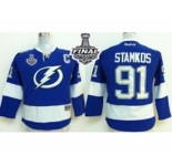 youth nhl jerseys tampa bay lightning #91 stamkos blue[2015 stanley cup][patch C]