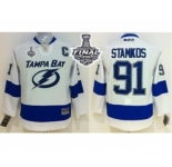 youth nhl jerseys tampa bay lightning #91 stamkos white[2015 stanley cup][patch C]