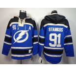 nhl jerseys tampa bay lightning #91 stamkos blue-black[pullover hooded sweatshirt][patch A]
