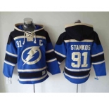 nhl jerseys tampa bay lightning #91 stamkos blue-black[pullover hooded sweatshirt][patch C]