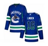 Adidas Vancouver Canucks #16 Trevor Linden Authentic Blue Drift Fashion NHL Jersey