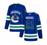 Adidas Vancouver Canucks #21 Antoine Roussel Authentic Blue Drift Fashion NHL Jersey